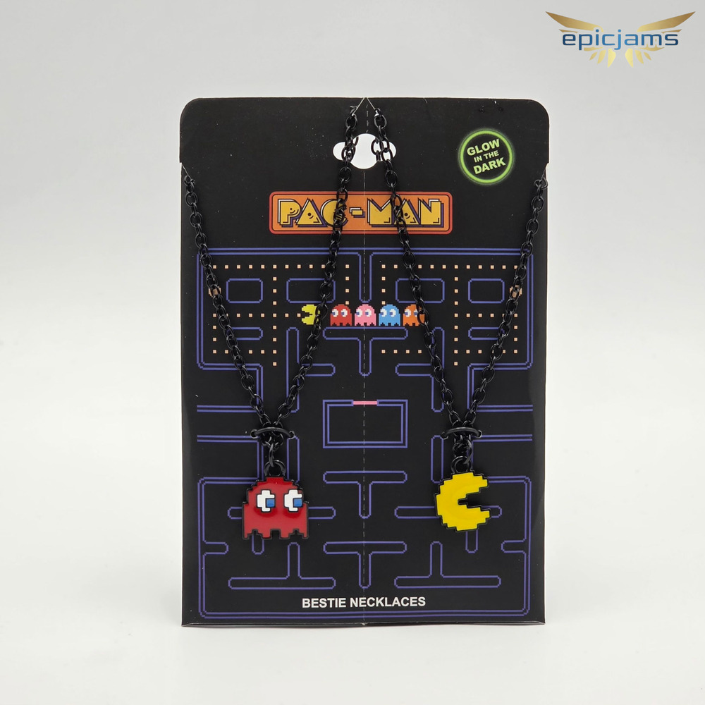 Pac-Man Ghost & Pac-Man Glow-In-The-Dark Best Friend Necklace Set
